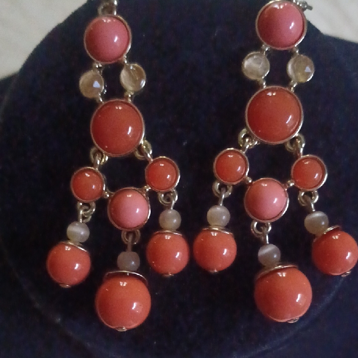Orange And Gold Cascading Chandelier Earrings